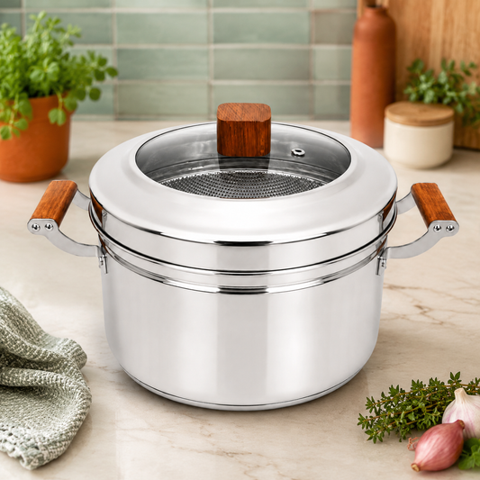 Stainless Steel Pot + Steamer 28cm