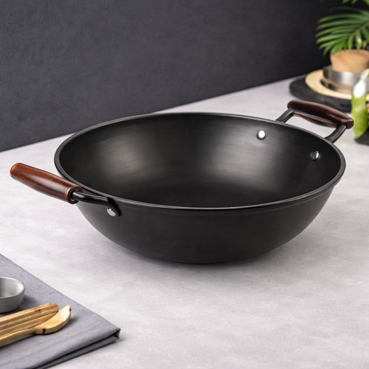 Double Handle Karahi with Honeycomb Pattern – 22 cm | 26 cm - Habitt