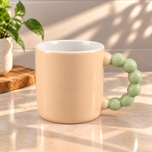 Colourful Ceramic Coffee Mug with Beaded Handle – Cute Tea & Coffee Cup