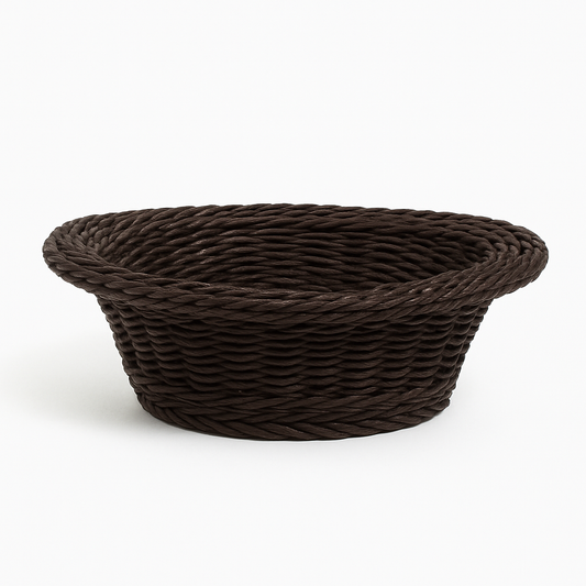 3-Piece Handwoven Round Cane Bread Basket Set – Dark Brown Rattan Serving Baskets for Dining, Kitchen & Restaurant Use - Habitt