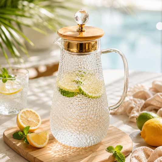 Gass water jug with handle | serving pitcher for juice & water