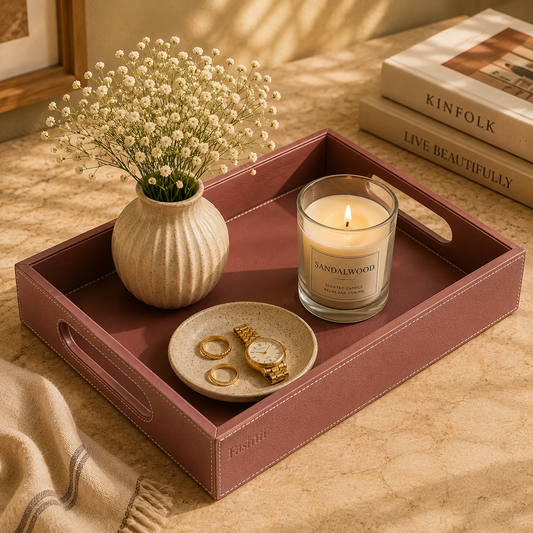 Leatherette Tray Brown L