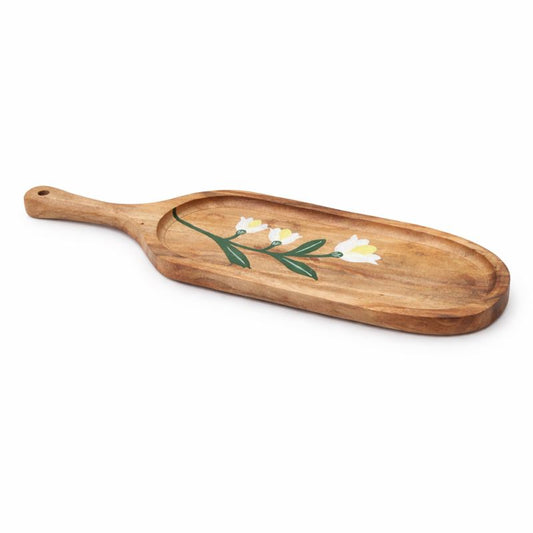 Heritage Bloom Oval Platter – 11 Inch | Handcrafted Wooden Serving Platter - Habitt