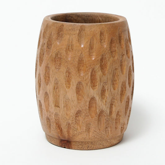 Handcrafted Wooden Linear Vase – Minimalist Rustic Boho Decorative Wood Vase - Habitt