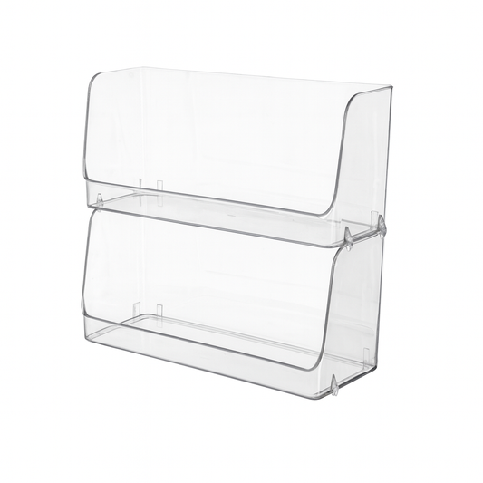 Large Acrylic Stackable Storage Basket – Clear Multi-Purpose Organizer for Kitchen, Pantry & Home Shelves (Small/Large) - Habitt