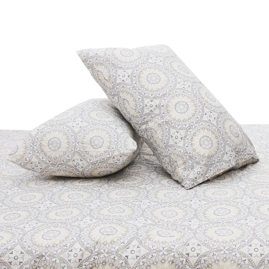 Grey Circles Double Quilt Cover 90x96" – Rotary Printing Percale - Habitt