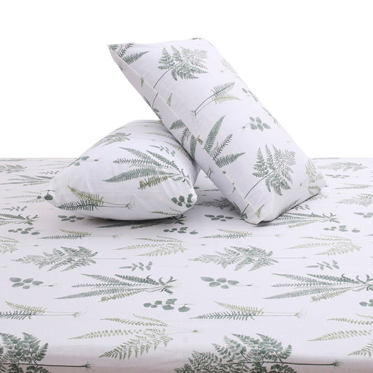 Green Textures Double Bed Sheet with Pillow Covers – 96x102 Inches - Habitt