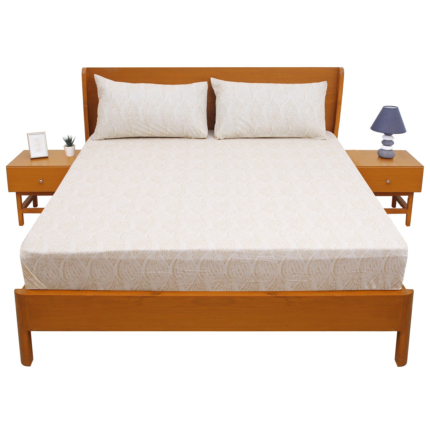 Powder Double Bed Sheet – 96x102 Inches | Soft Printed Cotton Bedsheet - Habitt