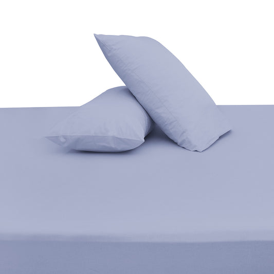Premium Double Bed Sheet 96x102" – Sky Blue Dyed Cotton | Soft, Breathable & Elegant Bedding Set - Habitt
