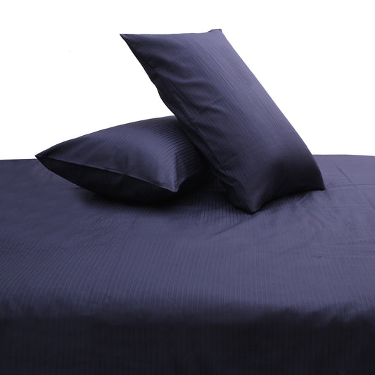 Blue Thin-Stripe Solid Dyed Double Bedding Set – 6 Pieces - Habitt