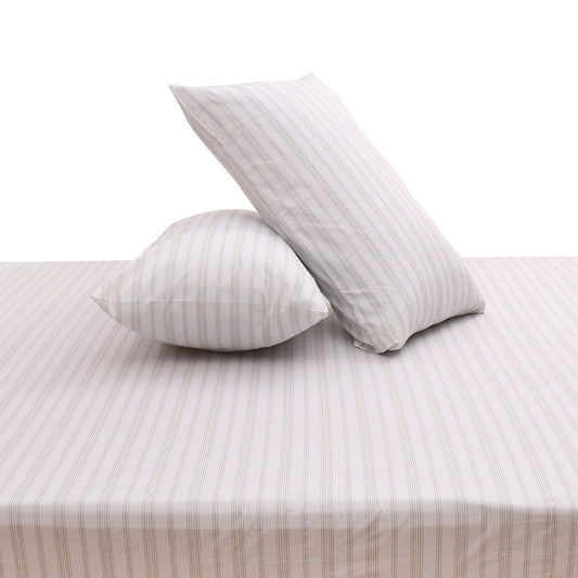 Linear Greens Double Bed Sheet 96″ × 102″ – Fresh Contemporary Line-Pattern Bedding - Habitt