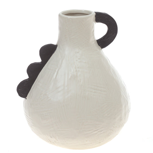Ceramic Vase L Beige & Black 7.34 X 7.34 X 9 Inch TYX-046 - Habitt