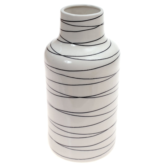 Ceramic Vase L Black & White 6X6X12Inch CH-033 - Habitt
