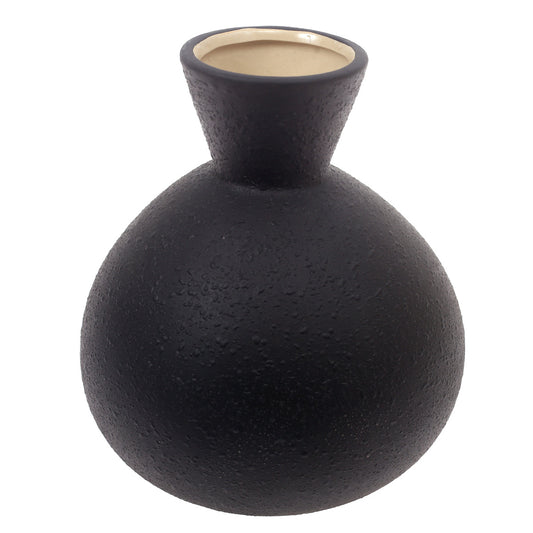 Ceramic Vase L Black 8.5 X 8.5 X 9.5 Inch TYX-007 - Habitt