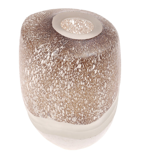 Glass Vase Brown & White 6.67X6.67X10.5Inch HY-023 - Habitt