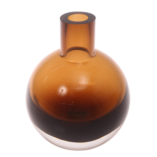 Glass Vase L Brown 6.34 X 6.34 X 8.5 Inch HJM-014 - Habitt