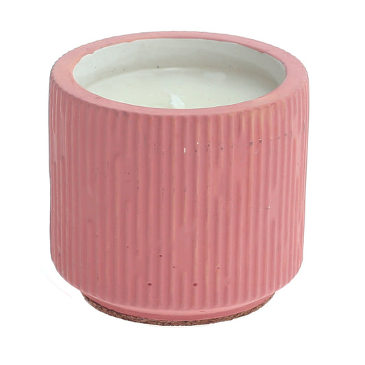 Engraved Texture Ceramic Candle – Pink Scented Jar Candle for Home Ambience & Gifting - Habitt