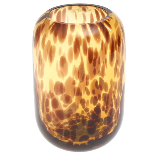 Brown Dotted Glass Vase | Tortoise Pattern Décor Pakistan | Modern Home Accent - Habitt