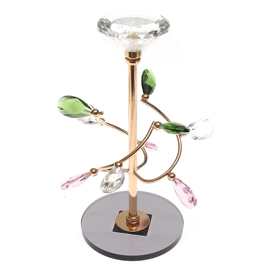 Dinner Candle Holder Gold & Crystal | Elegant Decorative Candle Stand | Home Décor Pakistan - Habitt