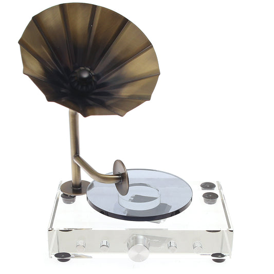 Gramophone Console Piece Crystal| Vintage Decorative Gramophone | Luxury Home Décor Pakistan - Habitt