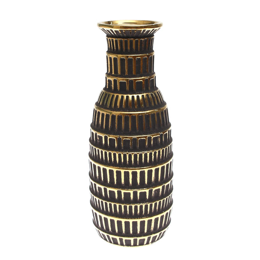 Dark Charcoal Grey & Gold Decorative Vase — Box Design L - Habitt