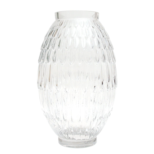 Oval Textured Transparent Glass Vase – Small - Habitt