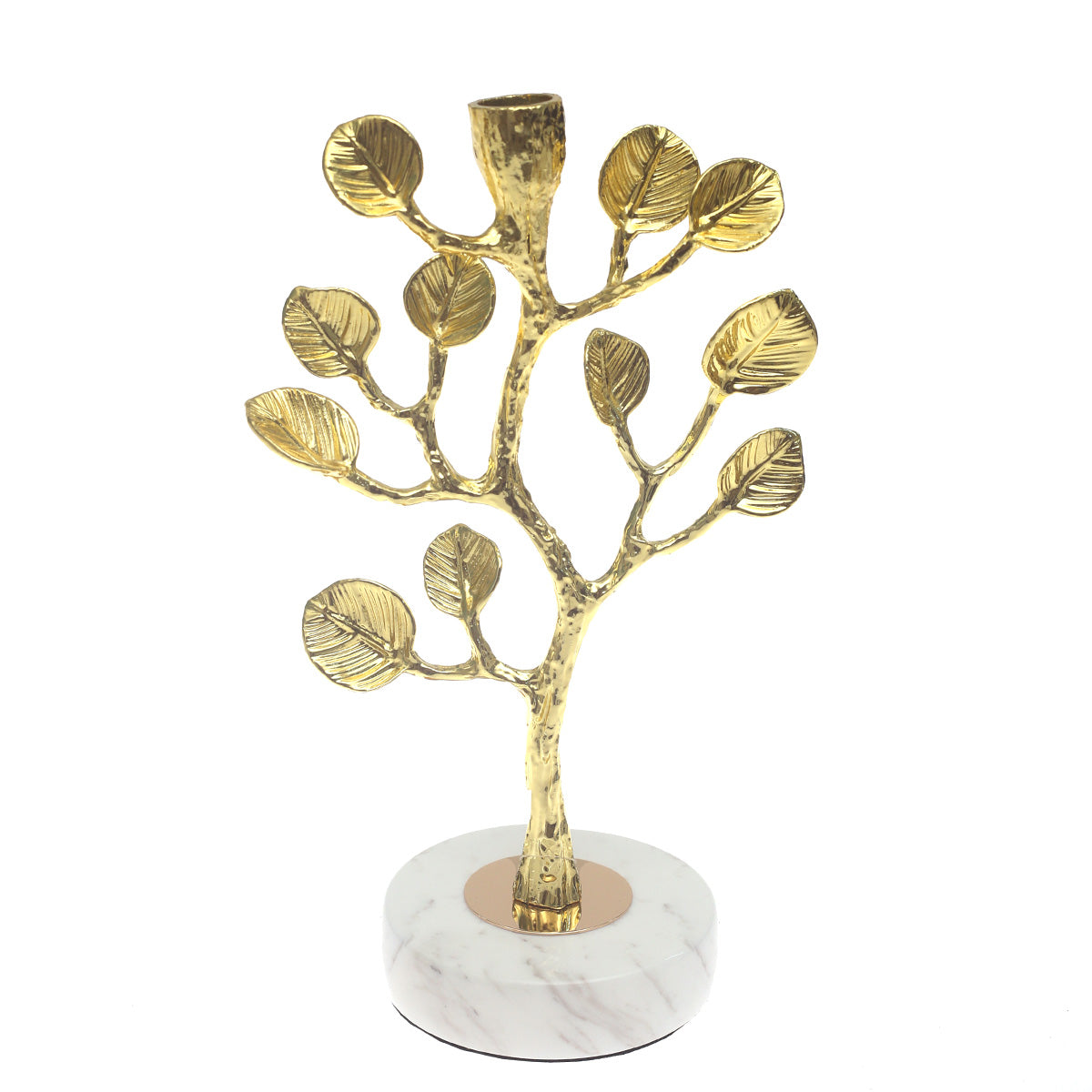 Large Gold Tree Console Decorative Piece with Marble Base – 11 Inch Luxury Accent - Habitt