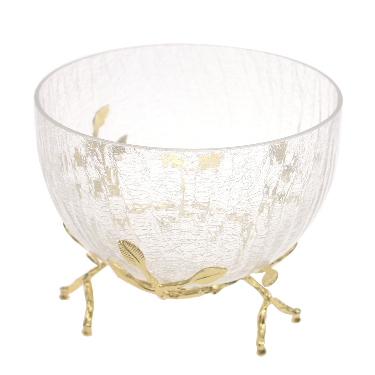 Console Piece Large Gold Decorative Glass Bowl – Elegant Metal Base Accent, 9 x 7 Inch - Habitt