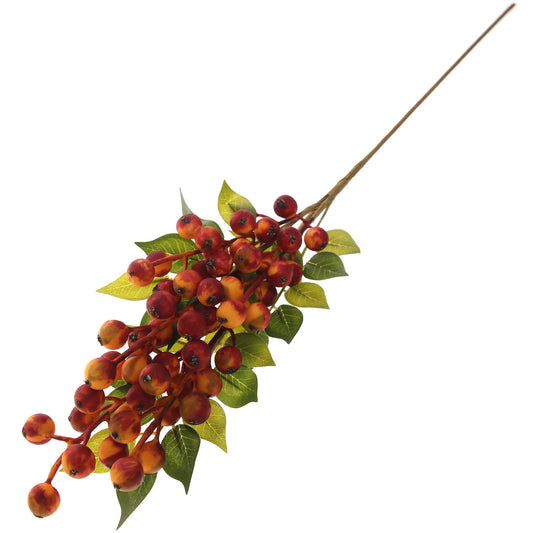 Artificial Orange Berry Stem Spray – Decorative Faux Berry Branch for Floral Arrangements & Home Décor - Habitt