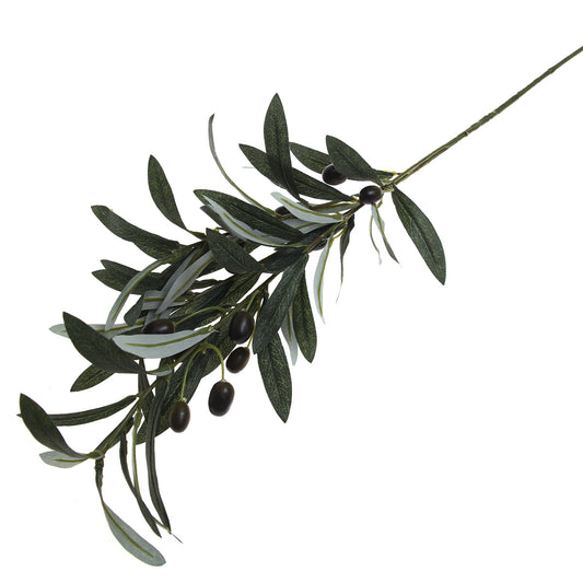 Artificial Olive Green Filler Stem – Faux Greenery Branch with Leaves & Olives for Floral Arrangements - Habitt