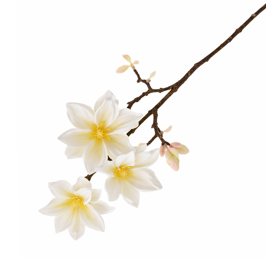 Artificial White Magnolia Flower Stem – Elegant Faux Magnolia for Floral Arrangements & Décor - Habitt