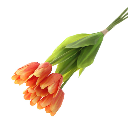 Artificial Orange Tulip Flower Bunch – Vibrant Faux Tulips for Floral Arrangements & Décor - Habitt