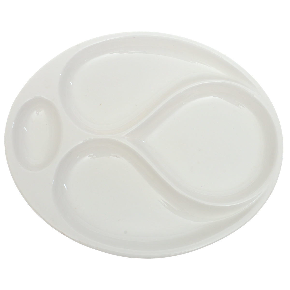 28×24 cm 4 Division Symphony Serving Plate – Elegant White Sectioned Plate - Habitt