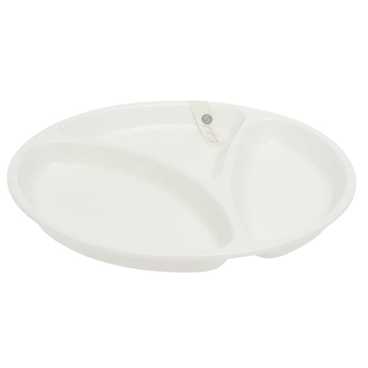 Round 3 Division Symphony Plate – Elegant White Sectioned Serving Plate - Habitt