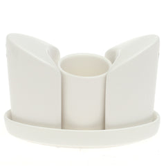 Brilliant 4 Pc White Ceramic Serving Set – Elegant Tabletop Condiment & Napkin Holder Set - Habitt