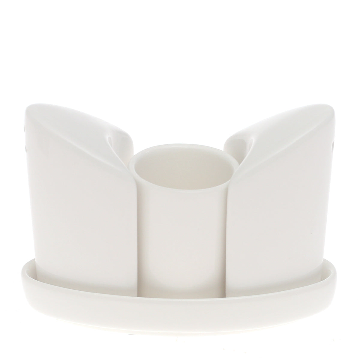 Brilliant 4 Pc White Ceramic Serving Set – Elegant Tabletop Condiment & Napkin Holder Set - Habitt