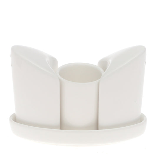 Brilliant 4 Pc White Ceramic Serving Set – Elegant Tabletop Condiment & Napkin Holder Set - Habitt