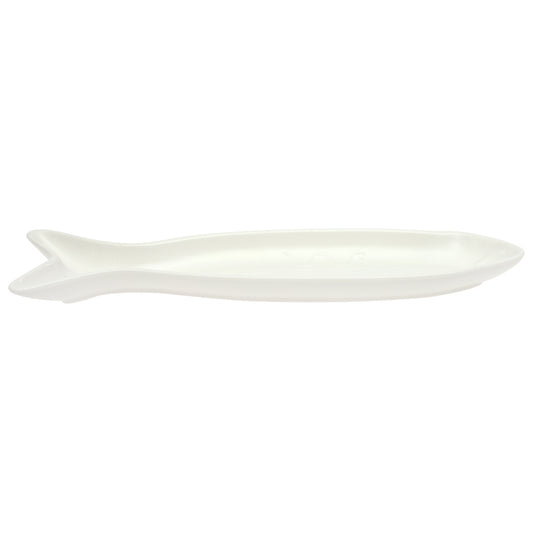 Symphony Reef Pike Platter 41 cm – Elegant Fish-Shaped White Ceramic Serving Platter - Habitt