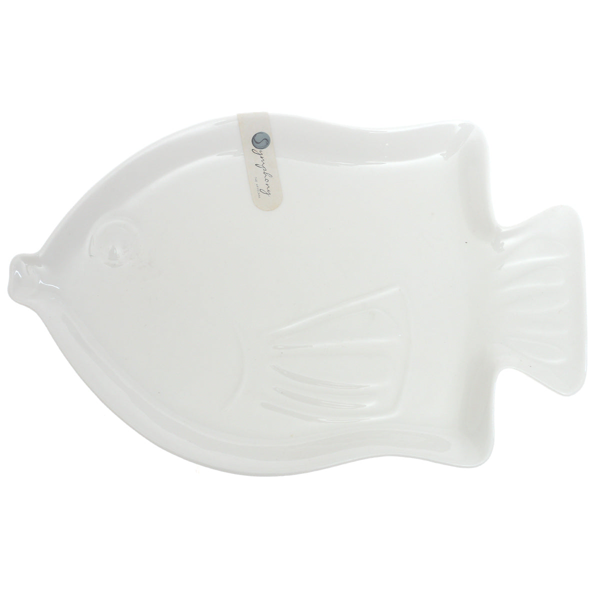Symphony Reef Sunfish Platter – Elegant Fish-Shaped White Ceramic Serving Plate - Habitt