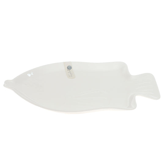 Symphony Reef Sunfish Platter – Elegant Fish-Shaped White Ceramic Serving Plate - Habitt
