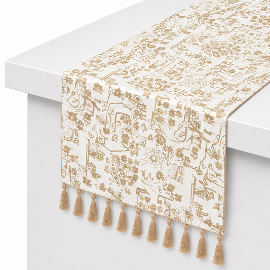 White Gold Floral Placemat