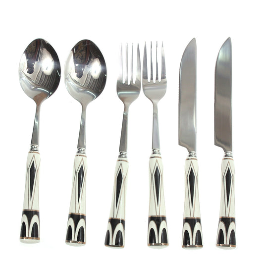 6Pcs Cutlery Set Silver 8 X 3 Inch At-12 - Habitt