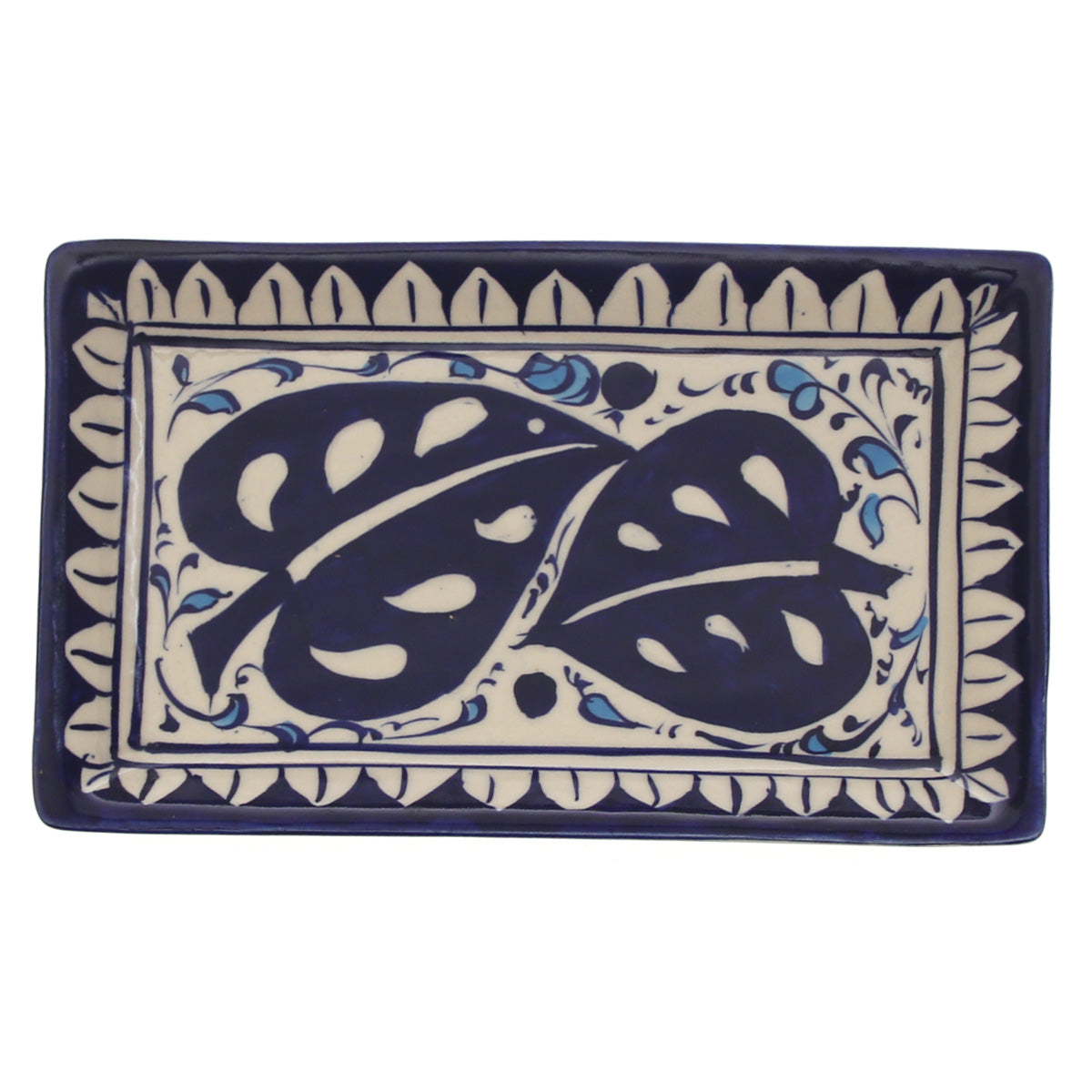 Blue Pottery Rectangle Platter (Small) – 2FF2 Design - Habitt