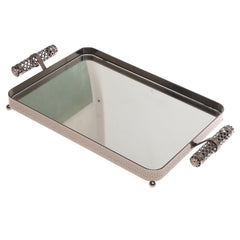 Grey Rectangular Iron & Glass Decorative Tray – D2629-B - Habitt