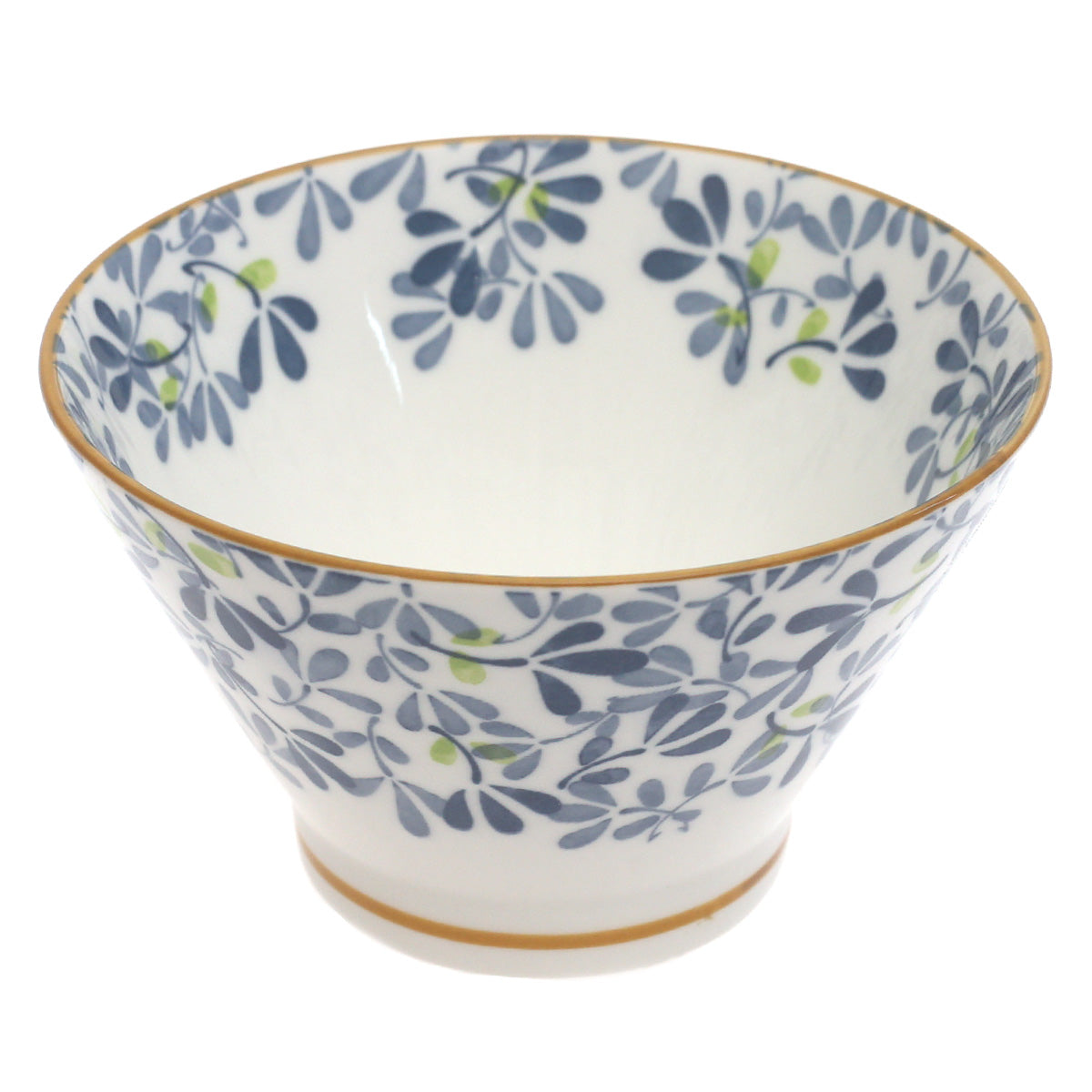 Blue Leaves Ceramic Bowl – 5 Inch Everyday Serving Bowl - Habitt