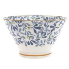 Blue Leaves Ceramic Bowl – 5 Inch Everyday Serving Bowl - Habitt