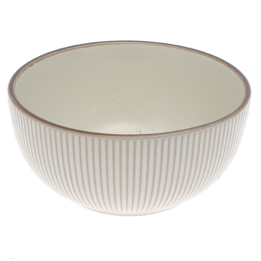White Ribbed Ceramic Bowl – 6 Inch Minimalist Dining Bowl - Habitt