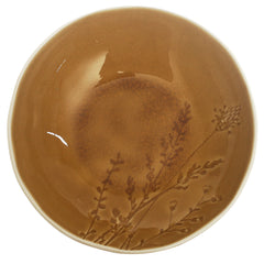 Brown Floral Deep Plate 7.5 Inch – Rustic Ceramic Serving Plate - Habitt