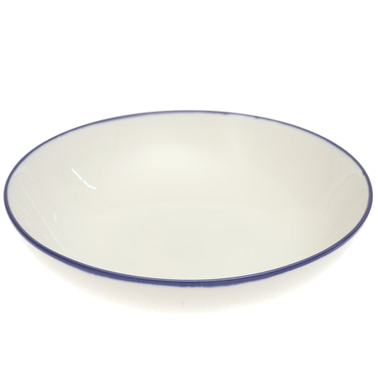 White Deep Plate with Blue Rim 11 Inch – Classic Ceramic Dinner Plate - Habitt