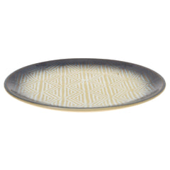 Blue & Yellow Geometric Dinner Plate – 10.5 Inch Ceramic Plate - Habitt